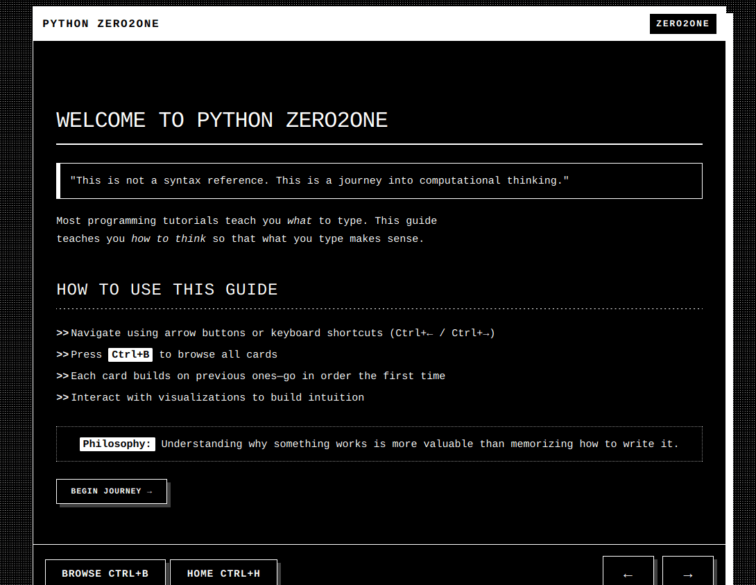 Zero 2 One Python preview