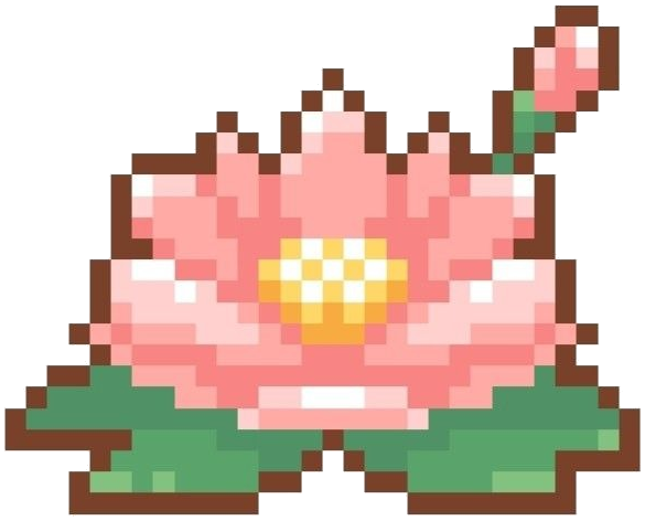 A blooming pixel lotus flower