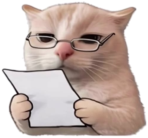 Cat with glasses reading a page. Step two: find your interests