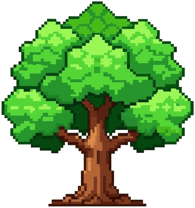 Pixel art tree anchor point